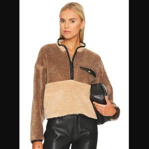 Anine Bing Royce Two-Tone Sherpa Fleece Teddy Half-Zip Sweatshirt - Size XS Rare